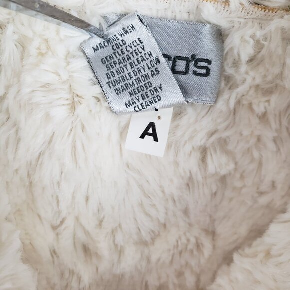 Chicos Tiberon Jacket Sherpa Faux Fur Lined Full Button Paisley Size 0/Small - Picture 6 of 7